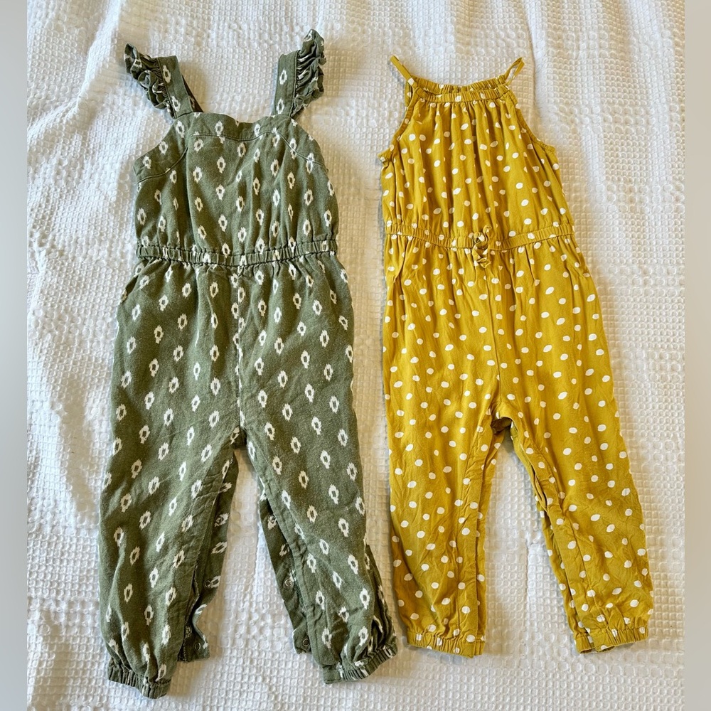 Old Navy Green and Yellow Toddler Jumpsuits